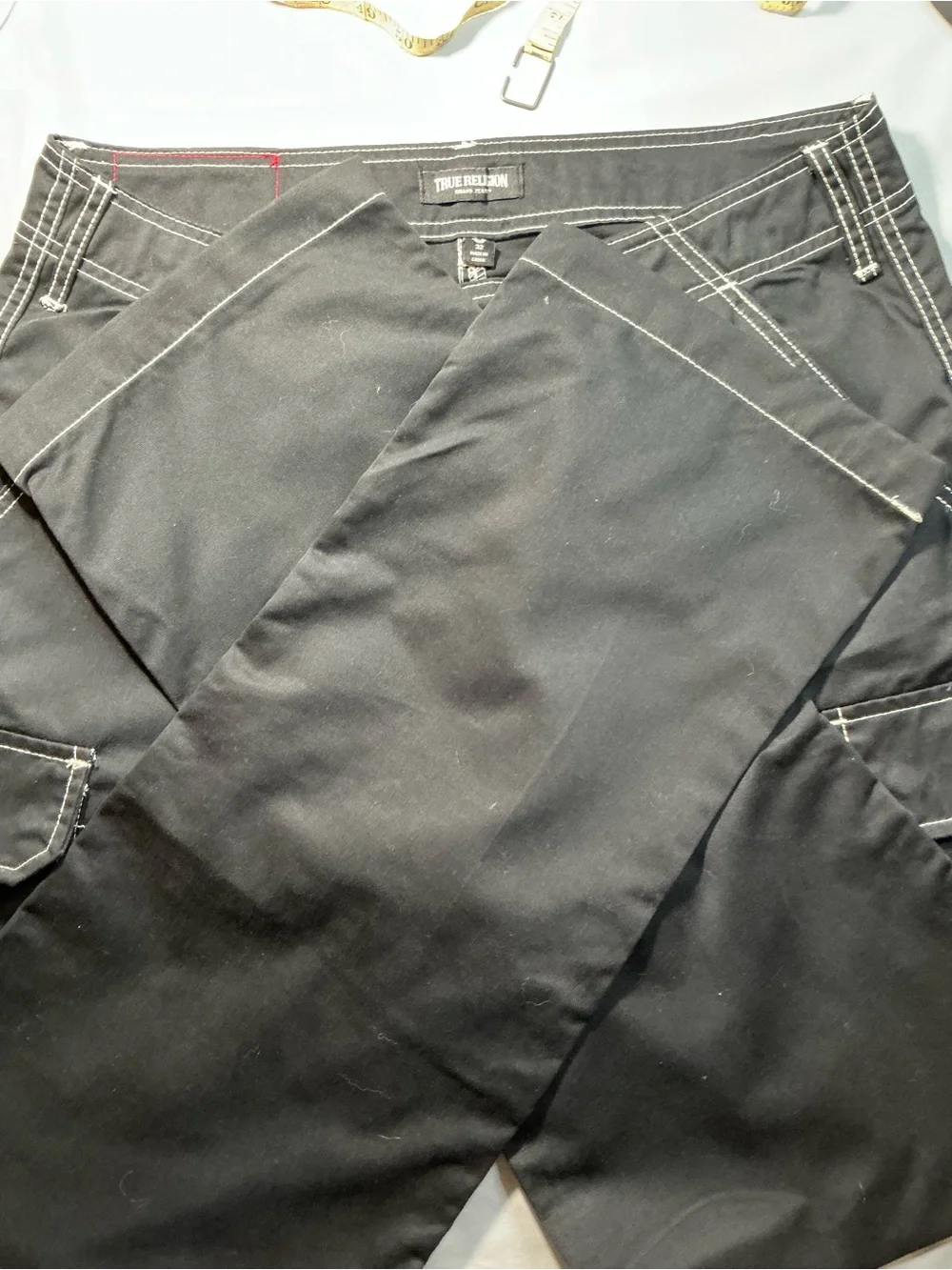True Religion Men’s Black Slim Straight Jeans with White Contrast Stitching